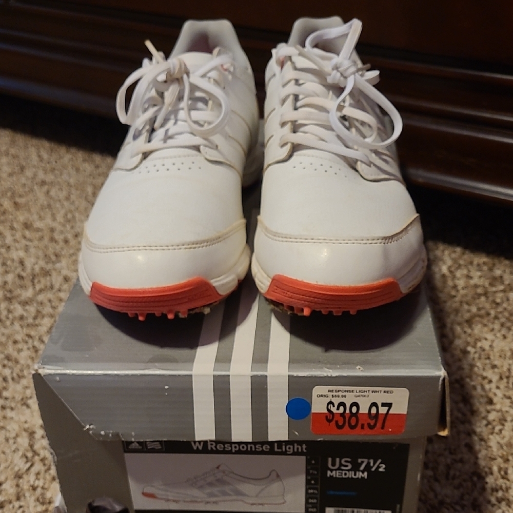 Adidas Womens Golf Shoes White and Red With Response Light 7.5